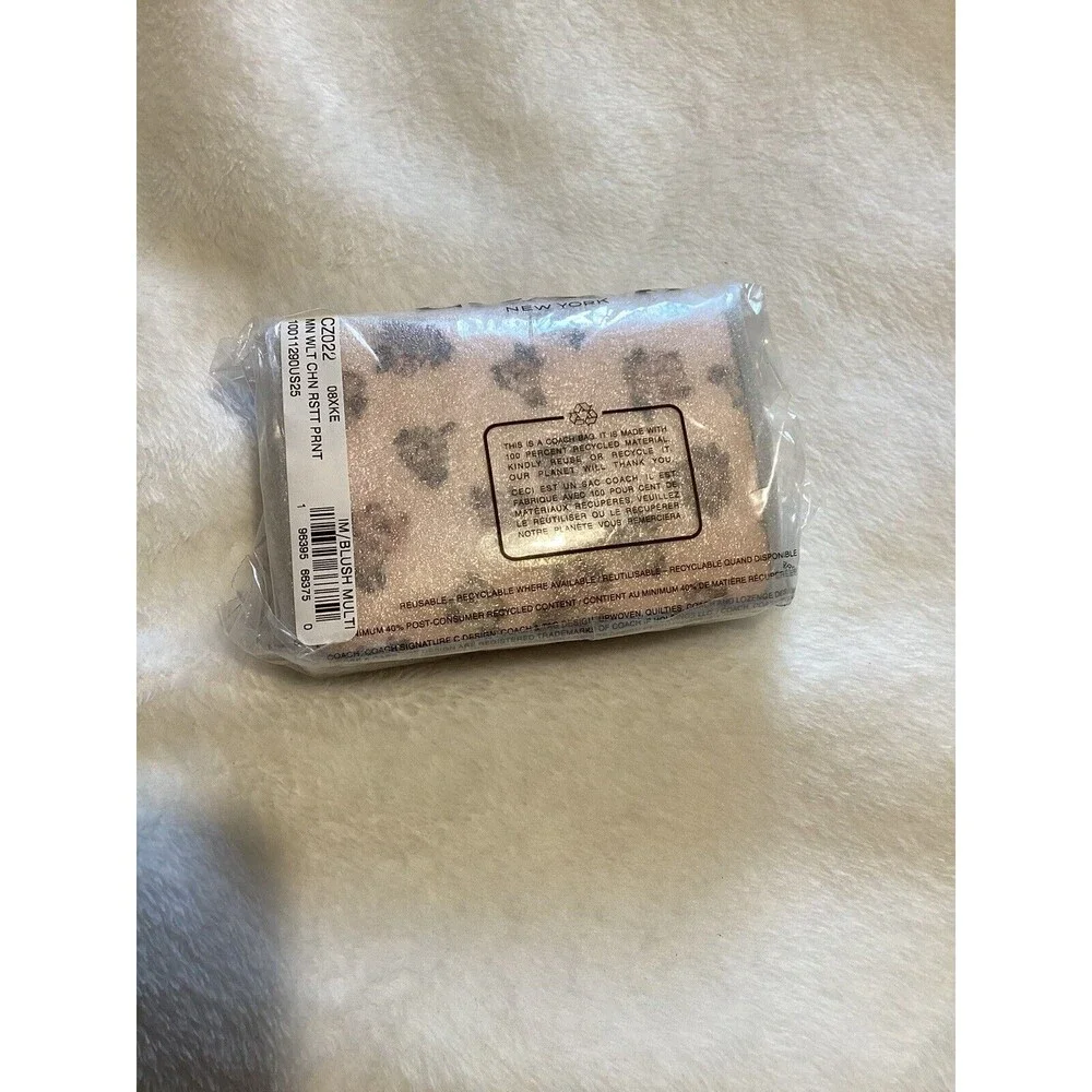 Coach Mini Wallet on a Chain Rosette Print Pink Floral Crossbody - Picture 5 of 9